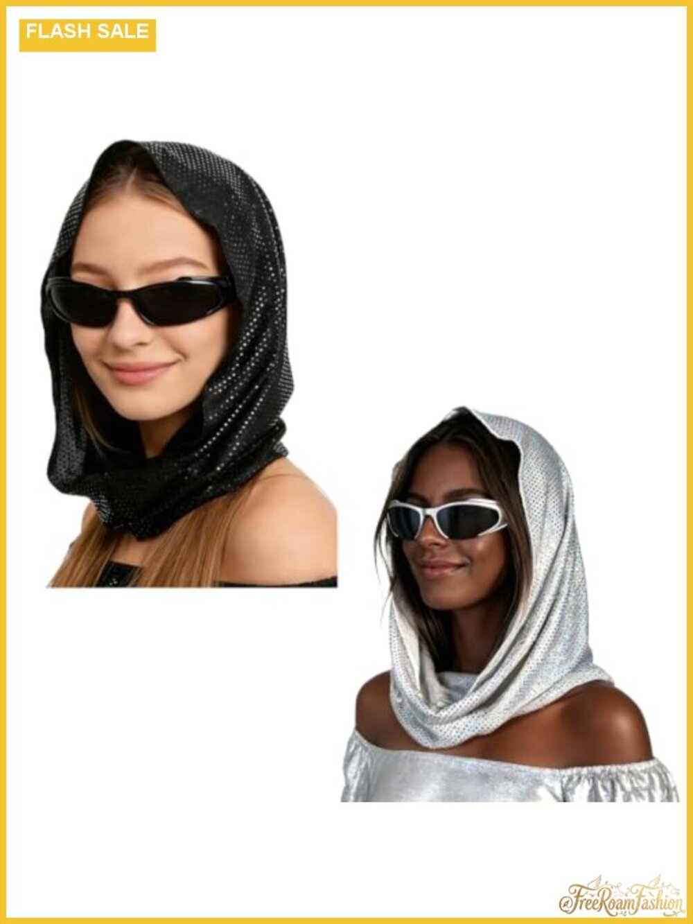 Sequin Festival Headscarf Shawl Set 2-Pack Polyester Rave Headwear Unisex One